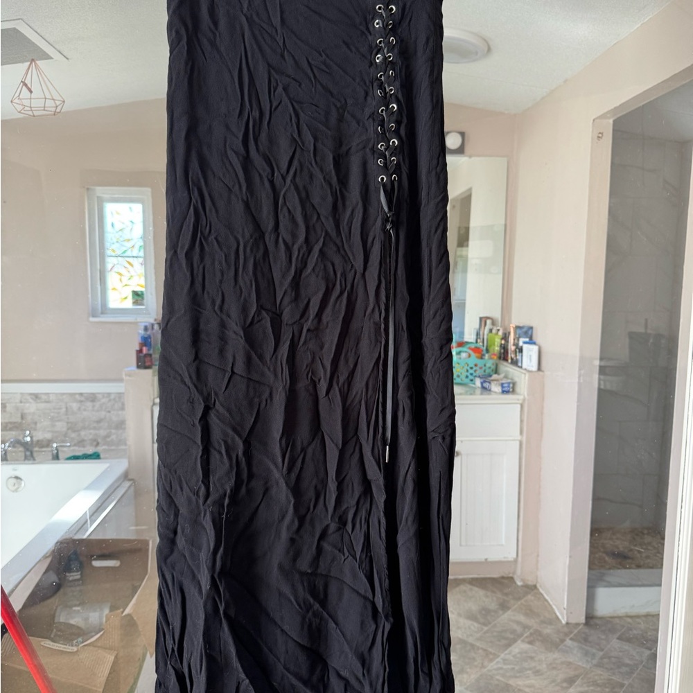 House of Widow Elegant Black Lace-Up Women's Skirt